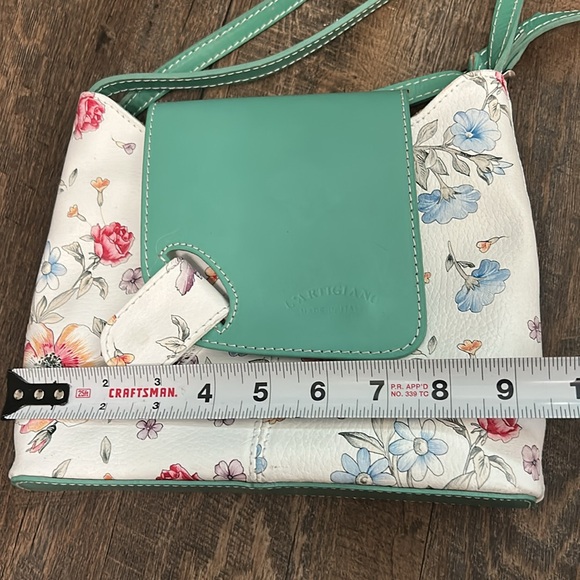 L'Artigiano Italian Genuine Leather Crossbody Bag Teal Floral - Picture 11 of 12
